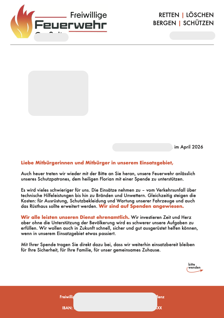 Teaser einer anonymisierten Briefvorlage